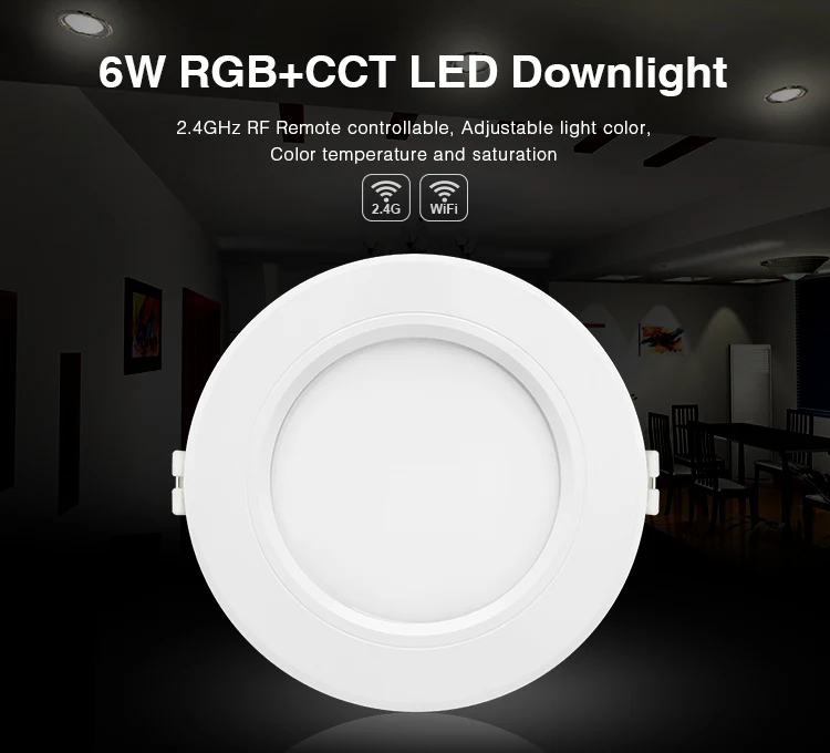 FUT068 6W RGB+CCT LED Downlight AC100-240V Round Smart Led panel light dimmable compatible APP/2.4G Hz RF FUT092 remote control