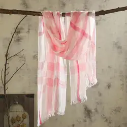 100% Linen Plaid Contrast Tassels Linen Men/Women Scarves Man/Woman Summer Scarf Pashmina Shawls Wraps Head Scarf bandanas