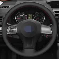 DIY Black Faux Leather Car Steering Wheel Cover For Subaru Forester Impreza Legacy Outback 2012-2014 XV Crosstrek 2013 2014 2015