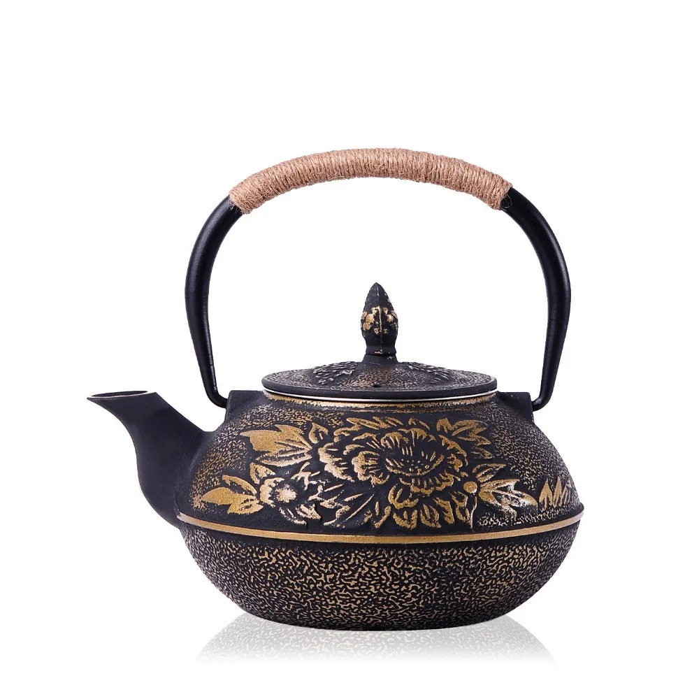 New 7 Chioces Cast Iron Teapot Set Japanese Tea Pot Tetsubin Kettle Enamel 900ml Kung Fu Infusers Metal Net Filter Cooking Tools