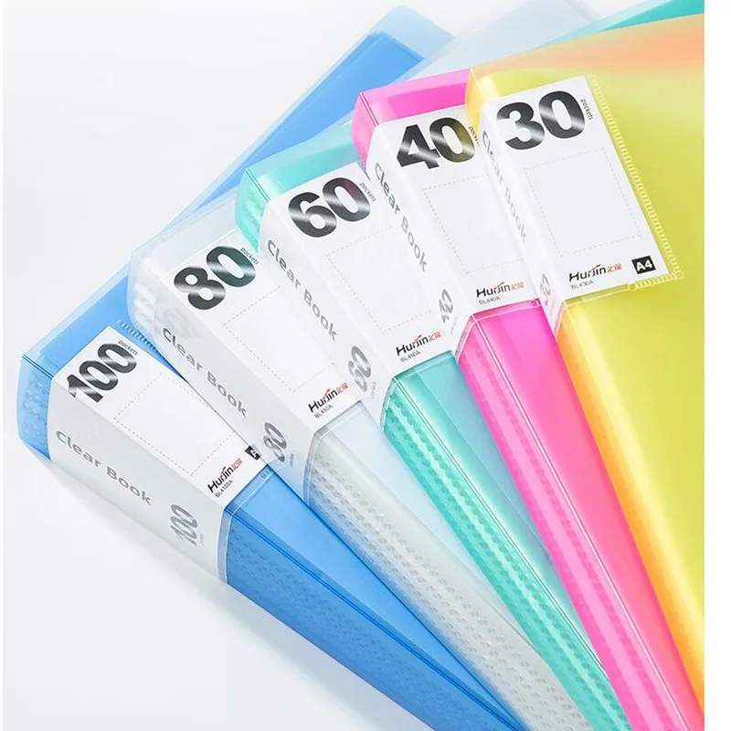 A4 Information File Folder Book Leaflet Student Color Paper Classifications Packet Transparent Insert Booklet Organizer