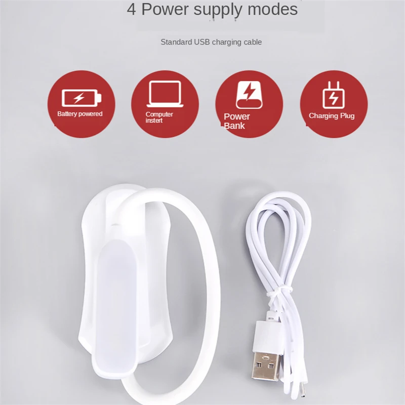 Book Light 1.4W USB 7LEDs Desk Lamp With Clip 5V 3 Modes Dimable Portable Reading Light Work-light Rechargeable