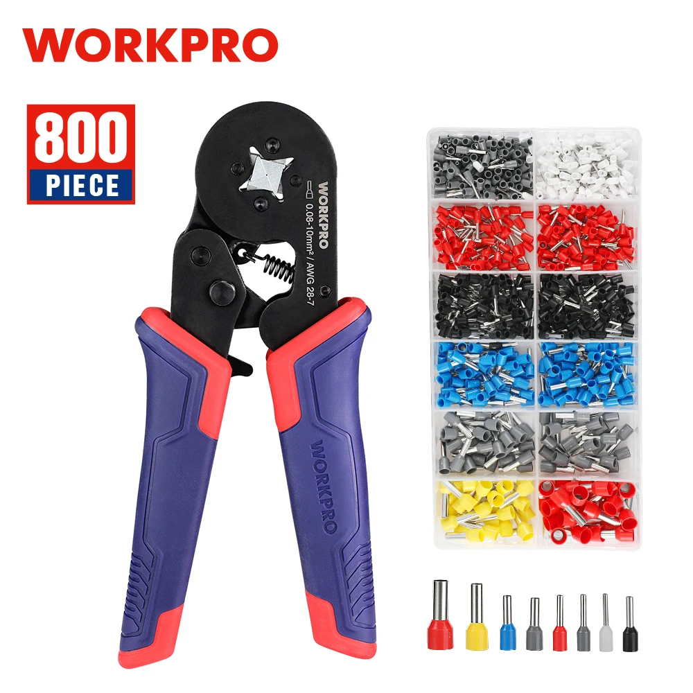 WORKPRO Crimping Tool Kit Ratcheting Insulated Terminal Crimper for 22 to 10 AWG Wire Crimping Pliers