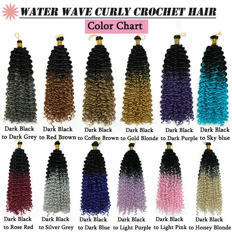 Long Water Wave Bundles For Women Chorliss 14\'\' Ombre Synthetic Spring Crochet Braids Black Blonde Purple Twist Crochet Hair