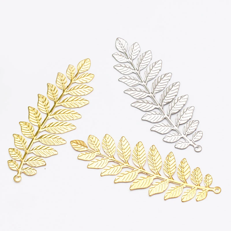 2020New 100Pcs Long Leaves Iron Button for DIY Jewelry Earring Pendants or Antique Hair Accessories BT30