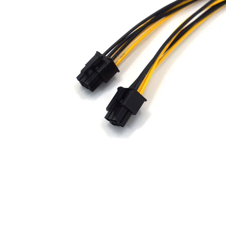 6Pin أنثى إلى ثنائي 6Pin ذكر PCI-E السلطة contte 6 دبوس إلى 2X6 دبوس 20AWG اللوحة الطاقة كابل إمداد الطاقة Y-الفاصل محول 20 سنتيمتر
