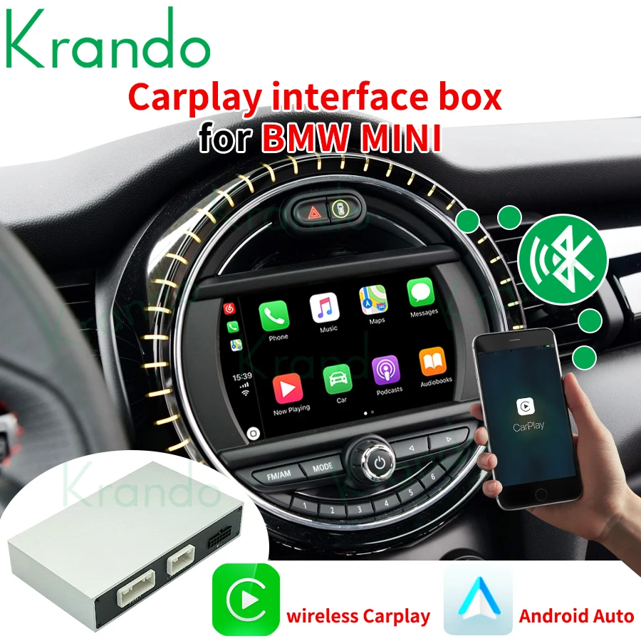 Krando Upgrade Android Auto Wireless Carplay Interface Box For BMW Mini Cooper F54 F55 F56 F60 R60 2007-2018 CIC NBT EVO Module