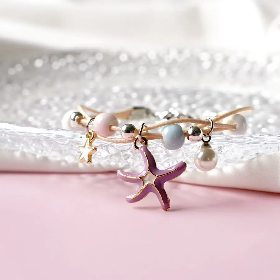 Delicate pearl couple bracelets hand-made by starfish jewelry ceramic rope girlfriends students gift accessories #YXS28