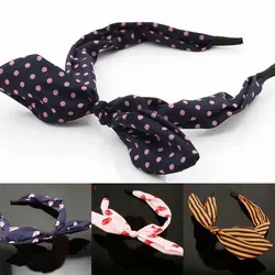 Cute Rabbit Ears Headband Hair Hoop Floral Dot Striped Non-Slip Hairband Women Makeup Washing Face Bow Turban Hair Accessories