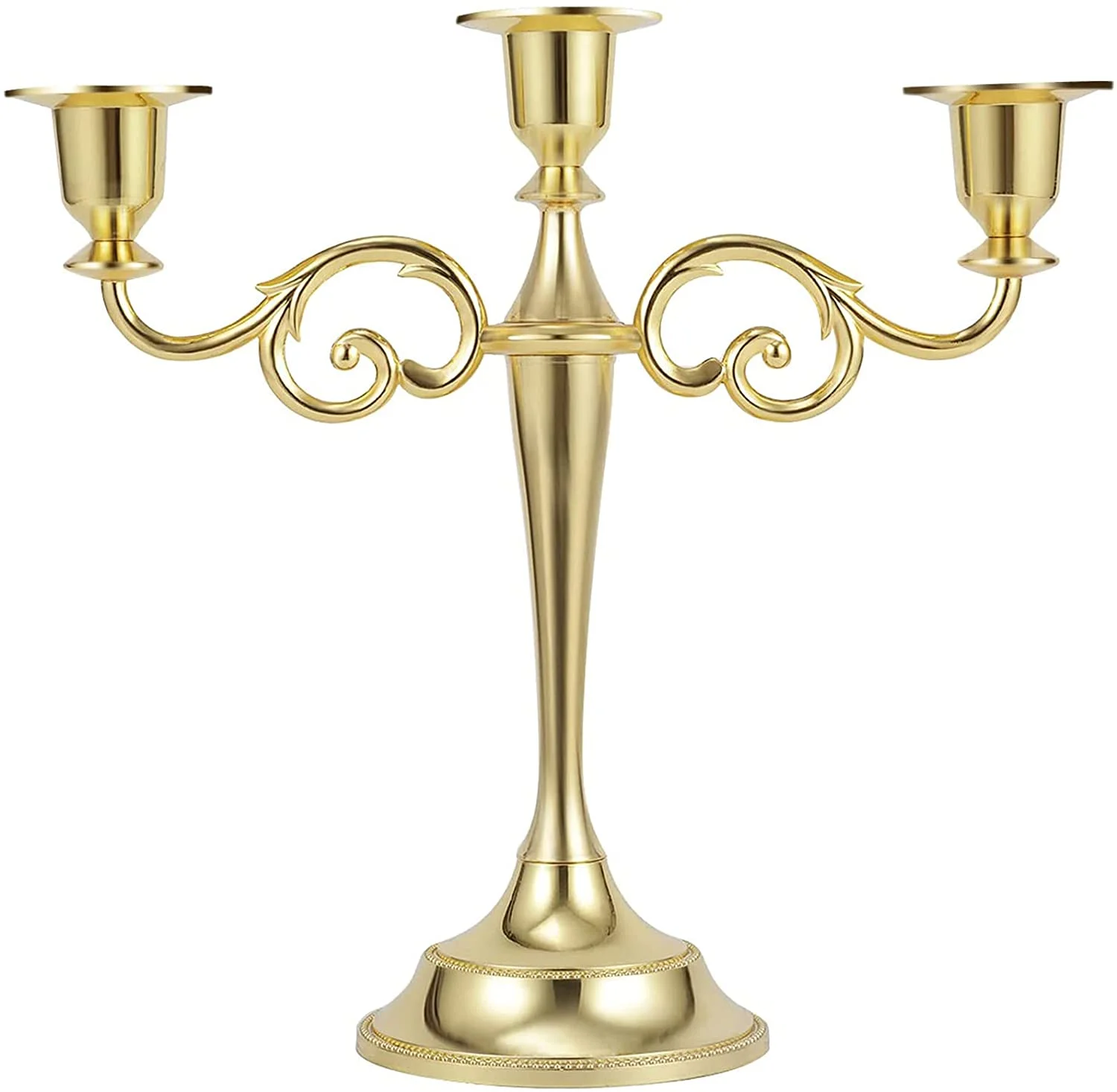 European Metal Candelabra with 3/5 Arms Candlestick Holder Gold Elegant Candle Stand Vintage for Wedding Dining Table Decoration