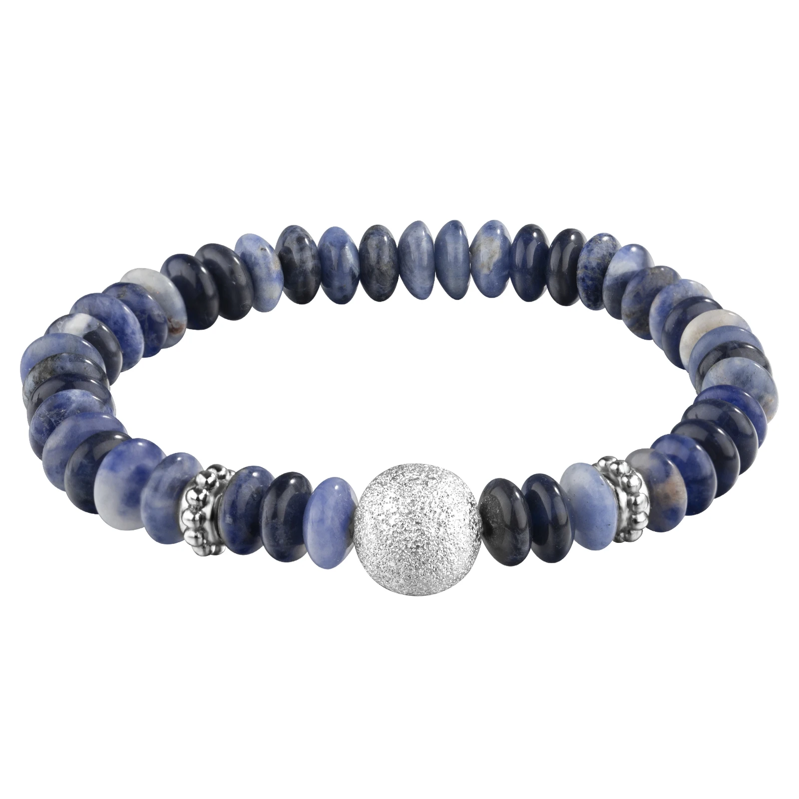 

Natural Healing Gemstone Blue Sodalite Stretch Bracelet For Men Women Fashion Handmade Crystal Elastic Bracelet With Brass Beads