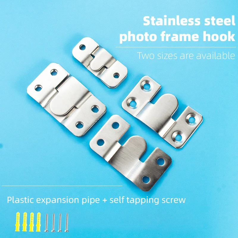 1 set Stainless Steel Heavy Duty Picture Frame Hanger Photo Display Hooks Bed Interlocking Hanging Fasteners Furniture Connector