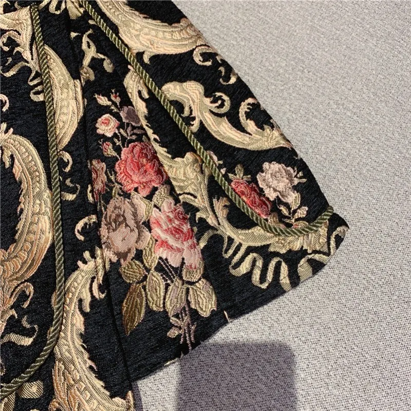 Vintage Mini-Hose, Blumen, Stickerei, hohe Taille, A-Linie, Shorts, Röcke, Damen, schmale Passform, Reißverschluss, asymmetrisches Design, Luxus-Shorts