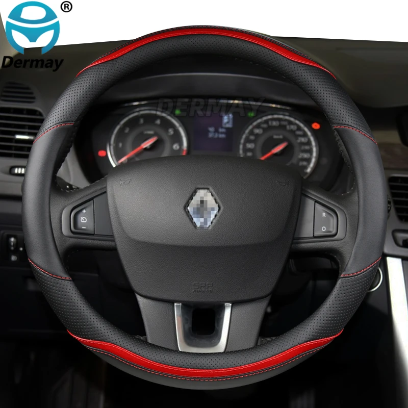 for Renault Clio 2 II Car Steering Wheel Cover Non-slip Breathable Microfiber Leather + Carbon Fiber Fashion Auto Accessories