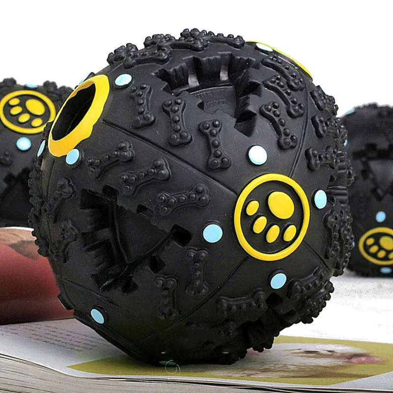 

Pet Dog Squeaky Toys S M L Big Dog Toy Pet Dog Voice Sound Ball Toy Feeding Food Ball Pet Toy Ball Lovely Black Color