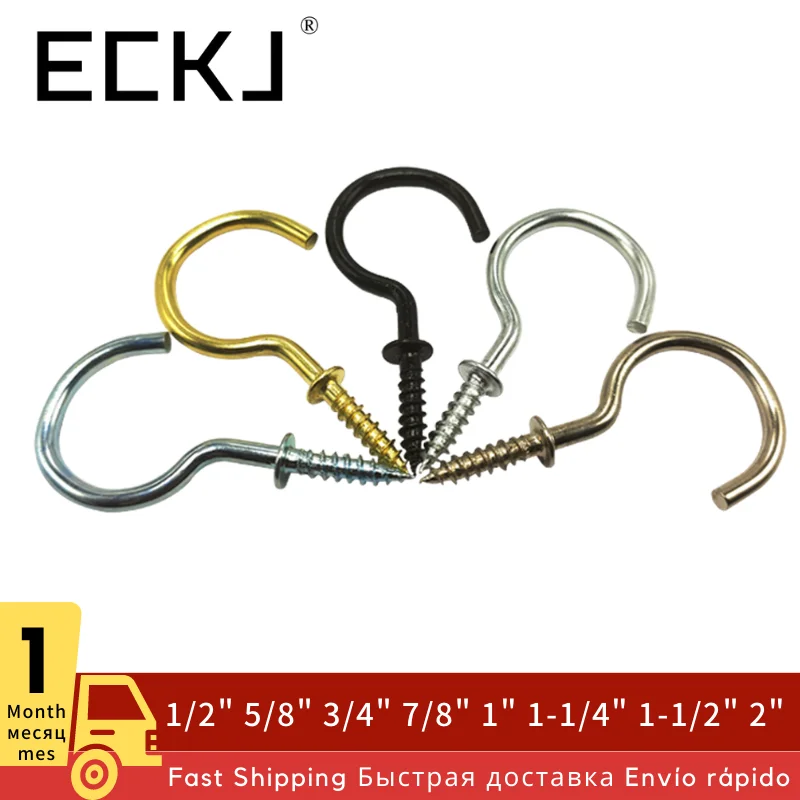 

ECKJ Screw Hook Peg Hanger Wall Hanging Hat Hardware Shouldered Self-tapping Screw in Spiral Ceiling Cup Hooks