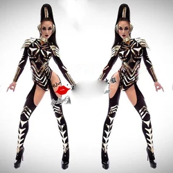 new futuristic black technology female warrior costume Nightclub bar singer gogo DS dance clothes for show performance set