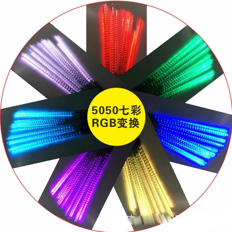 Conjuntos 5 10 pçs/set Meteoro Tubes Chuveiro de Chuva LED RGB Natal Luzes Decorativas 80cm 50cm Smd2835 Sete Cores Ac85-265V