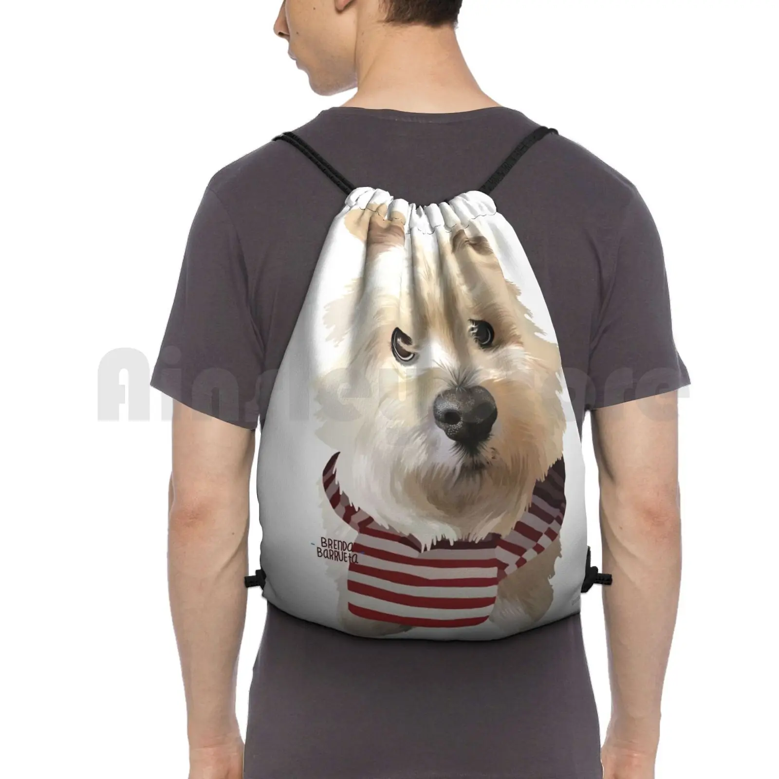 

Westie Backpack Drawstring Bags Gym Bag Waterproof Westie Animal Animals Dog Dogs Doggo Doggy Cute