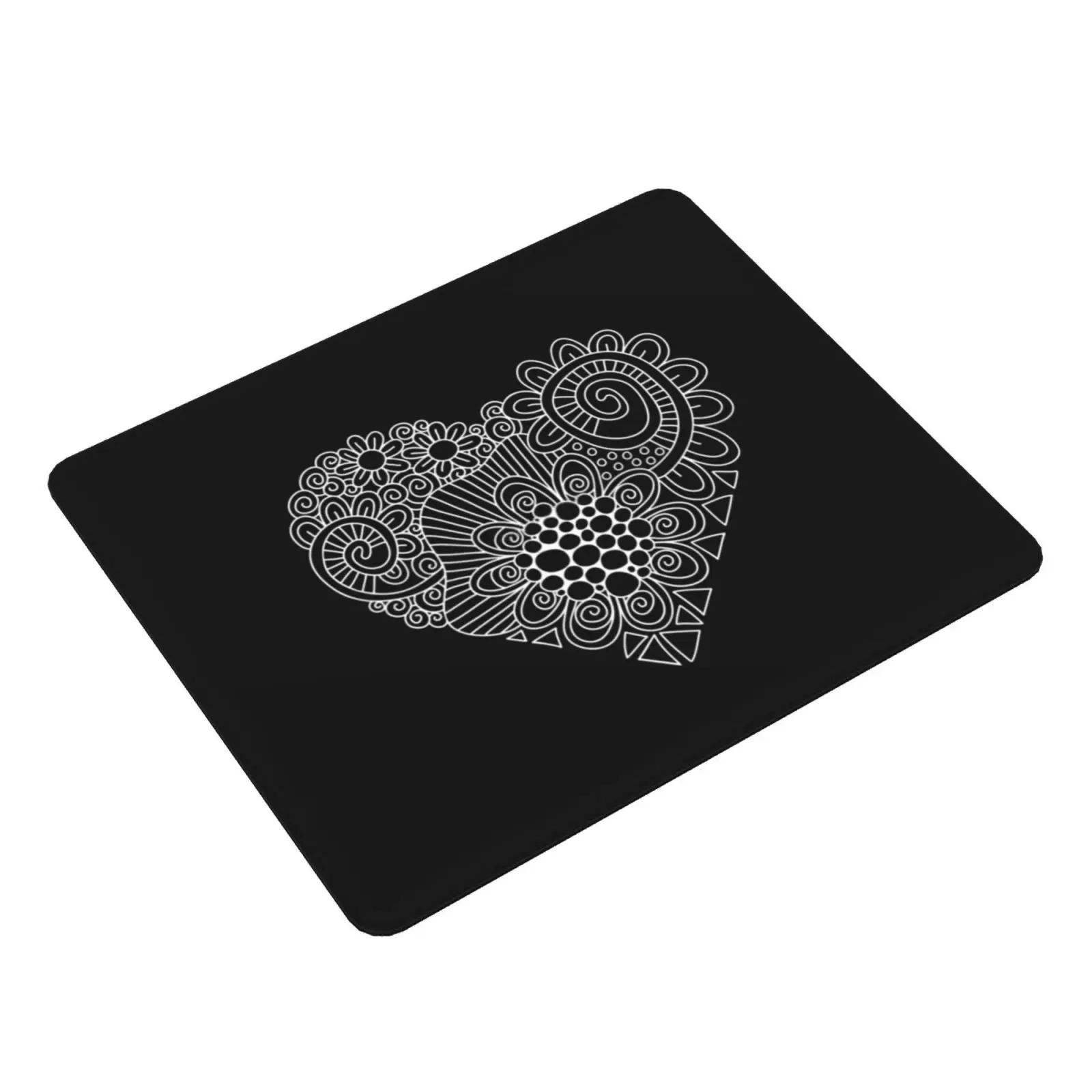 White Heart Doodle Mouse Pad DIY Print Cushion Love Heart Valentine Romance Celebrate Lover Birthday Beads Hand