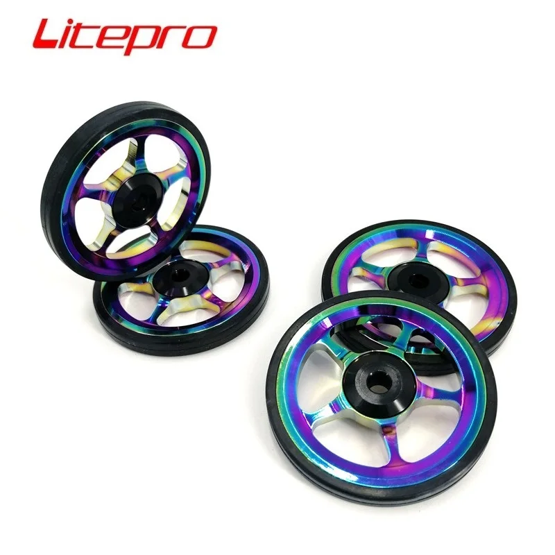 Litepro For Brompton Easy Wheel Aluminum Alloy Titanium-Plating Rear Racks Easywheel