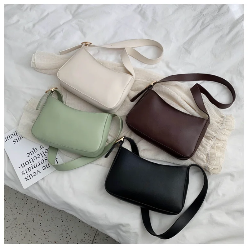 Small Bright PU Leather Shoulder Bags for Women Cute Solid Color Messenger Bag Simple Handbags and Purses Female Travel Totes