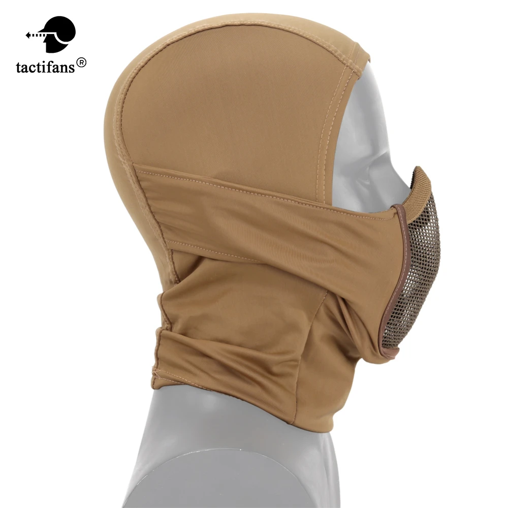 Hooded Balaclava Tactical Mask Helmets Steel Mesh Full Faced Neck Protective Hunting Gel Blaster Airsoft Paintabll Accessories