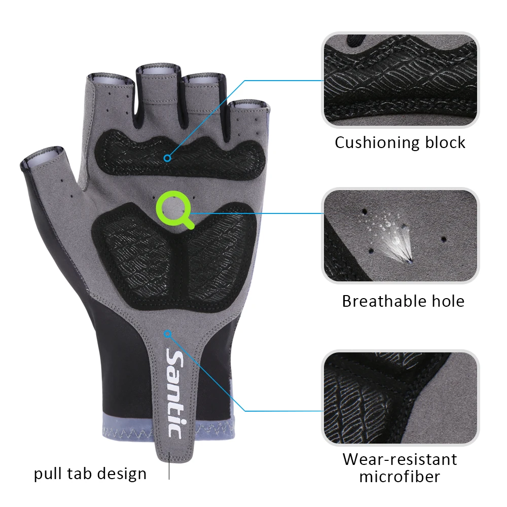 Santic Half Finger Cycling Gloves Breathable Non-slip Short-finger MTB Gloves Anti-friction Protection Palm Bicycle Accessories