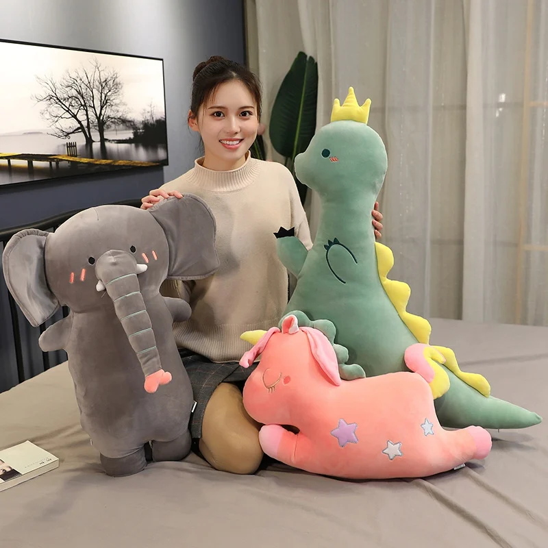 

50/65/85cm Super Soft Elephant&Unicorn&Dinosaur Plush Pillow Cute Stuffed Horse Doll Bed Sofa Pillow Cushion Kids Birthday Gifts