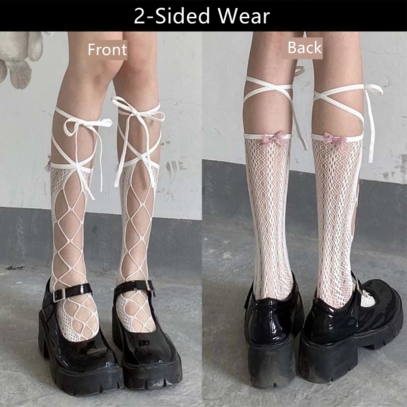 Bandage Sexy Stockings Women Flower Heart Lace Knee Socks Anti-Snagging Party Fish Net Compression Stocking Fishnet Pantyhose