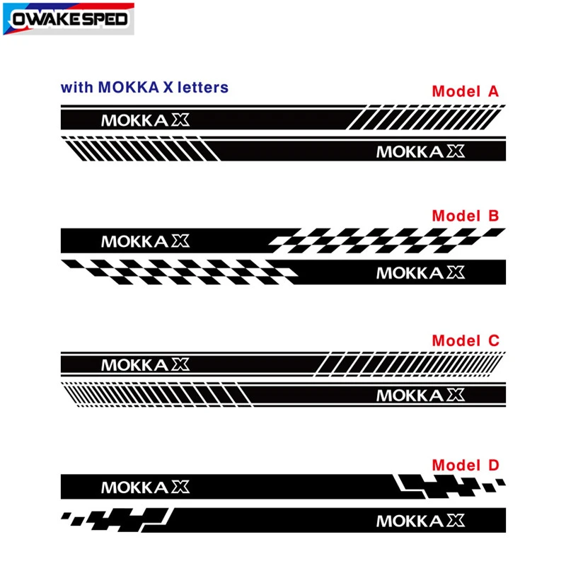 Dla OPEL MOKKA X drzwi samochodu boczna dokładka naklejki sporty wyścigowe paski zawieszenie dekoracyjne naklejki akcesoria zewnętrzne DIY etykiety
