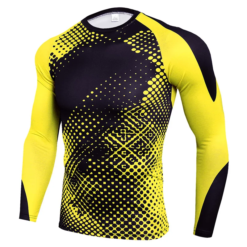 3D Stampato Quick Dry Compression Corsa E Jogging T Shirt Uomo Manica Lunga Palestra Fitness Rashguard Camicette Stretch Abbigliamento Sportivo Top