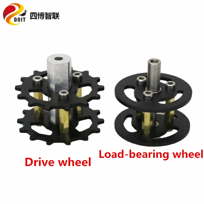 SZDOIT TW-03 Black Metal Shock Absorbing Motor Drive Wheel Aluminum Alloy Motor Load-bearing Wheel for RC Tracked Robot Parts