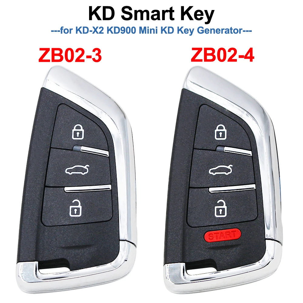 

KEYDIY ZB02-3 ZB02-4 KD Smart Remote Key Universal KD Auto Car Key Fob for KD-X2 Key Generator, ZB02 Fits More than 2000 Models