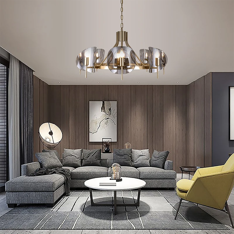 Post-modern designer chandelier luxury chandelier duplex villa dining room living room chandelier chain stained glass lighting
