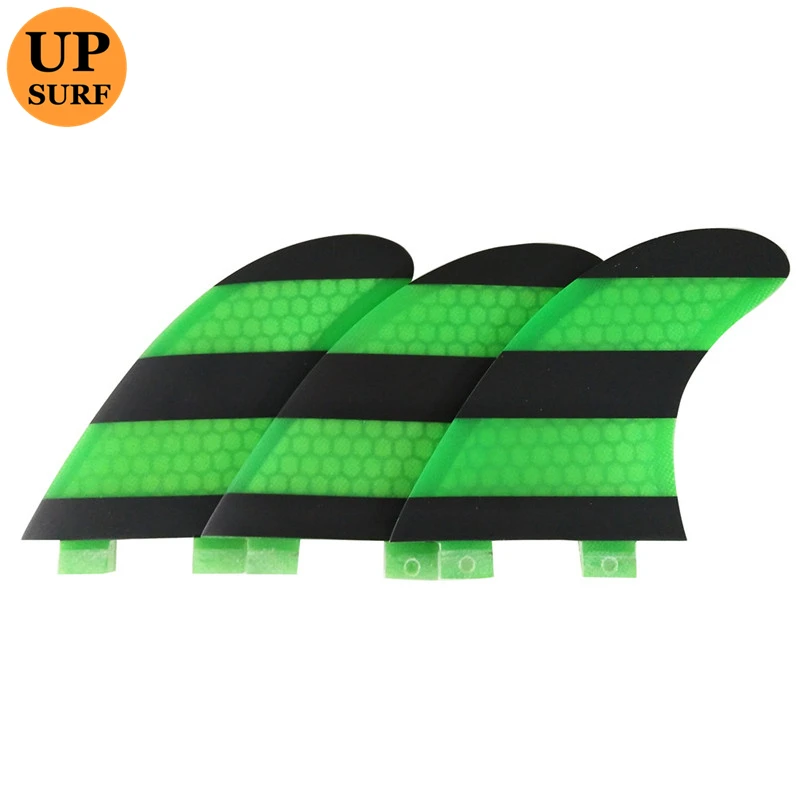 

ShortBoard Fins Double Tabs L Surfboard fin Honeycomb Fin Quilhas UPSURF FCS Funboard Fins Tri Green Black Surfing Fins