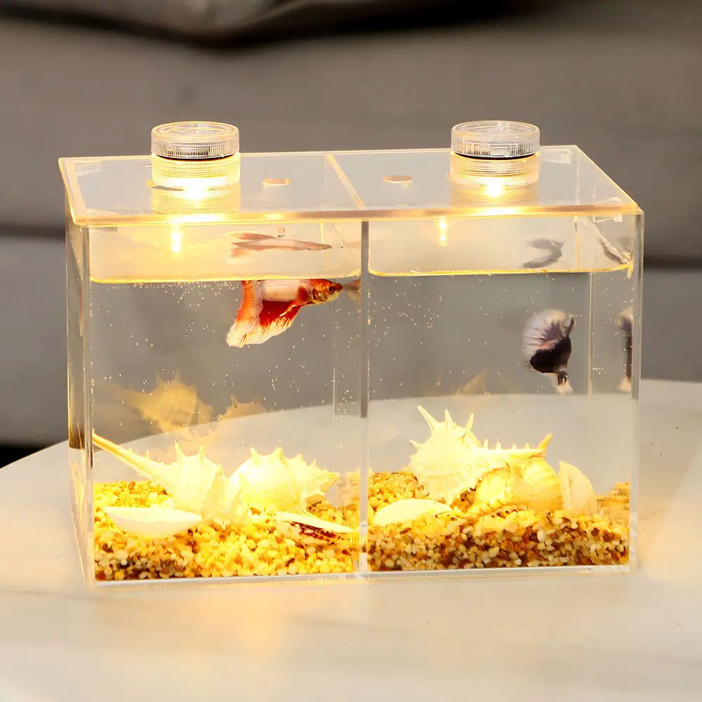 Acrylic Mini Fish Tank Ornamental Betta Aquarium Landscaping Creative Ecology Turtle Tanks Home Office Desk Decorations