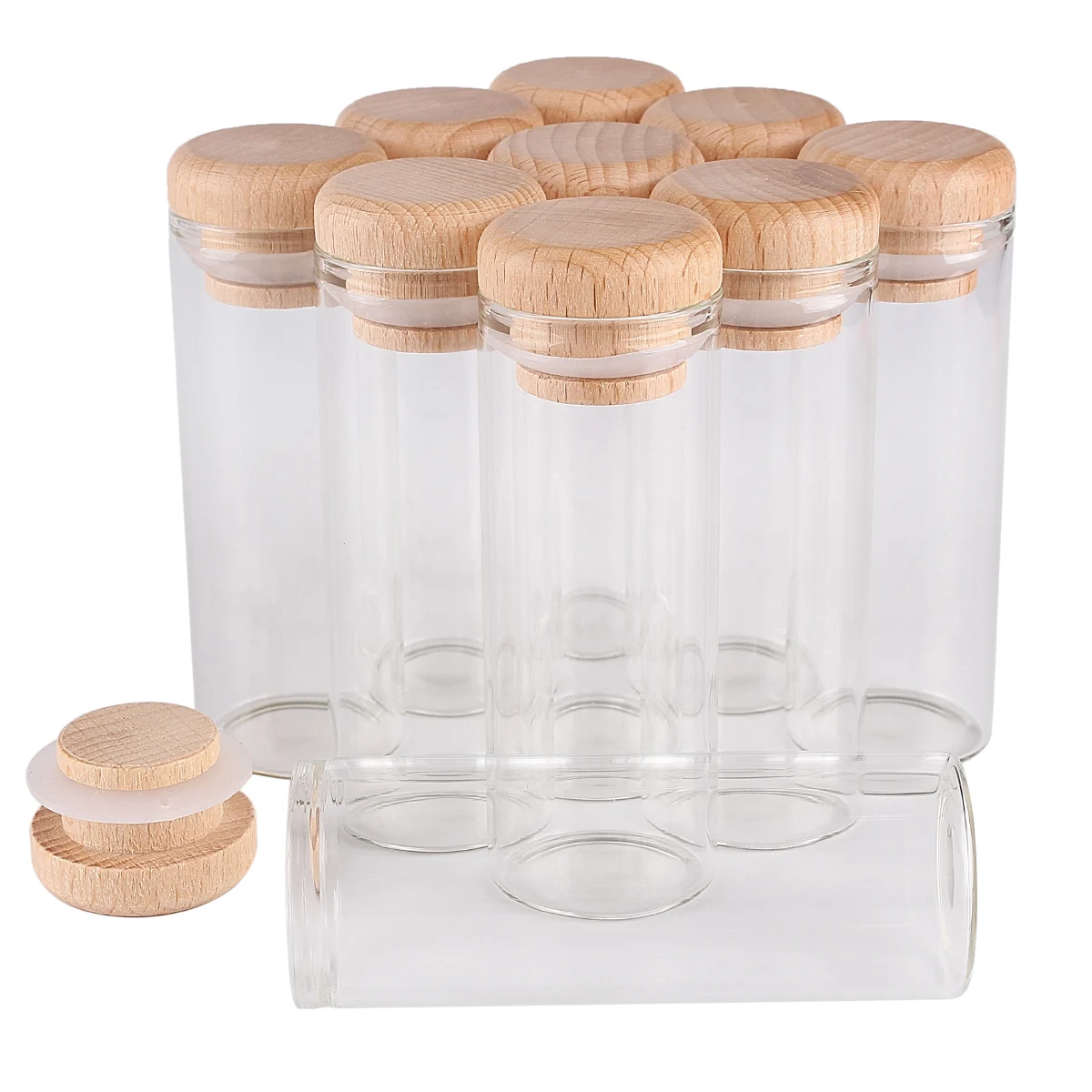 24 pieces 40ml 30*80mm Test Tubes with Wooden Caps Glass Jars Glass Vials Wishing Bolttes Wish Bottle for Wedding Crafts Gift