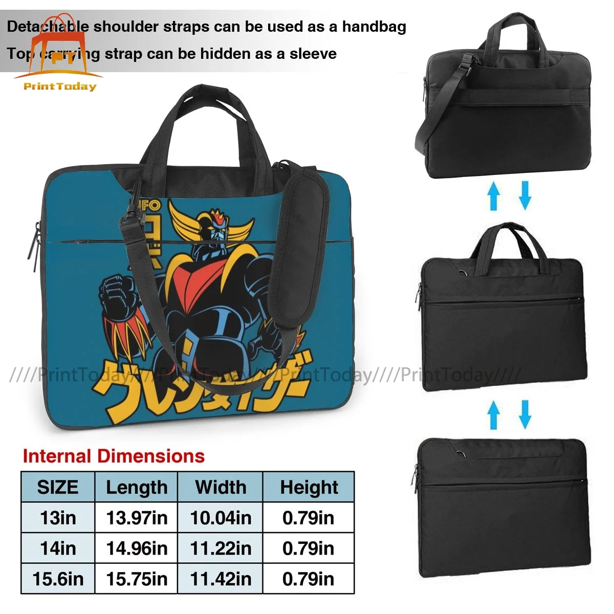 Imagem -04 - Goldorak Bolsa do Portátil Japonês Mangá Case à Prova de Choque Elegante Computador Bolsa Travelmate Bolsa de Embreagem Portátil