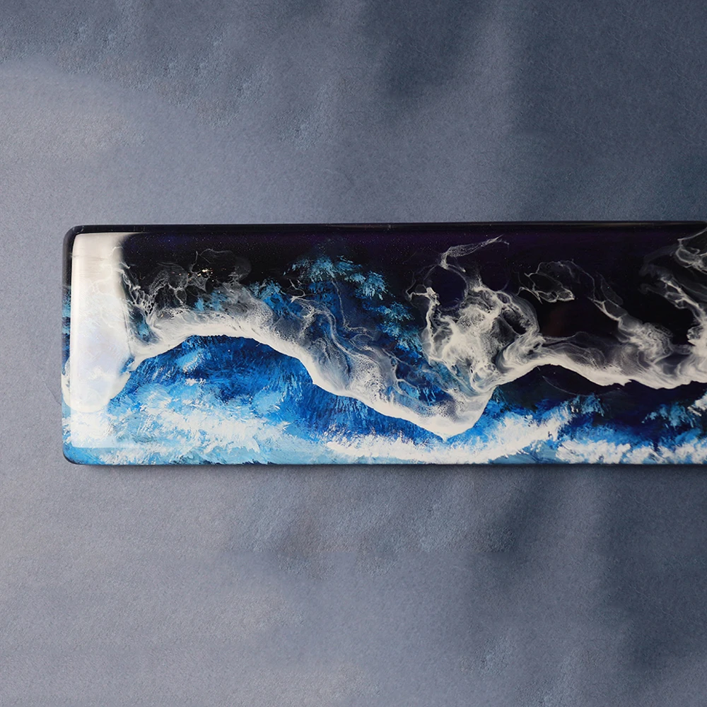 Wave Design Resina Wrist Rest Pad para teclado mecânico, Estilo Handmade Deep Sea, Bandeja de descanso de mão branca azul, pré-venda, personalizada