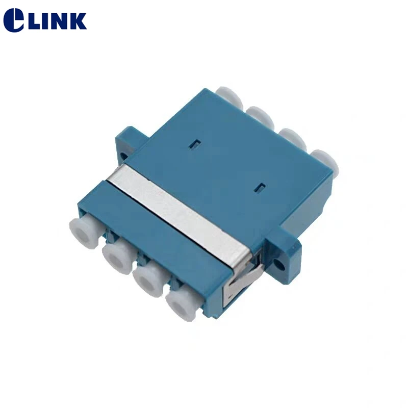 50pcs LC Quad fiber optic adapter Single mode Blue SM quad FTTH coupler 4 cores LC/UPC connector ELINK IL 0.2dB