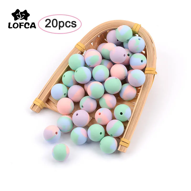 

Silicone Beads 20Pcs/lot Tie-dye 9/12/15/19mm Baby Teether Teething Beads Silicone BPA Free DIY Charms Newborn Nursing Accessory