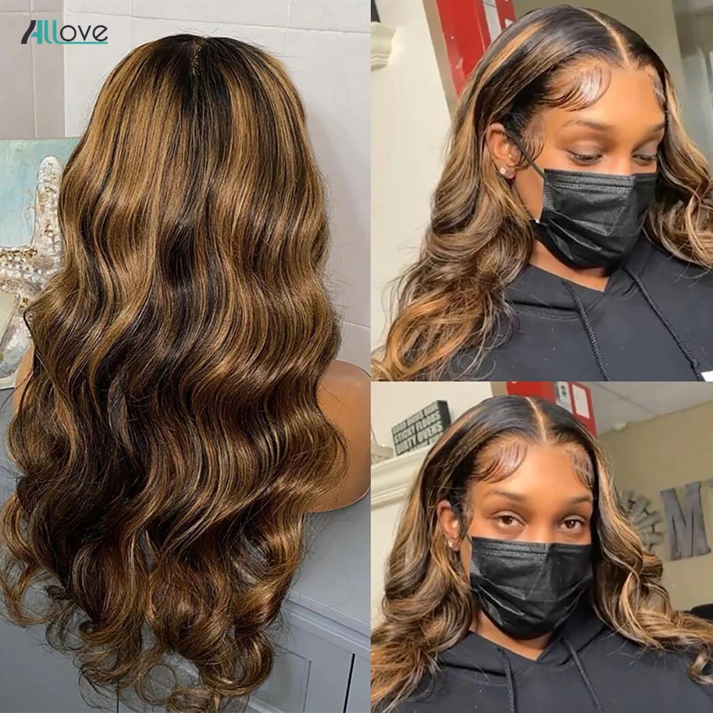 32Inches 13x4 Lace Front Wig 4/27 Highlight 100% Human Hair Body Wave Wig 13x4 Transparent Lace Wigs Pre Plucked For Women