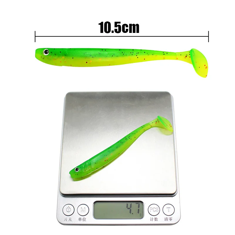 4pcs 10.5cm/4.7g Double-color T-tail Fishing Lure Soft Shad Wobblers Swimbait Bionic Bait For Bass Pike Catfish Fishing 9 colors