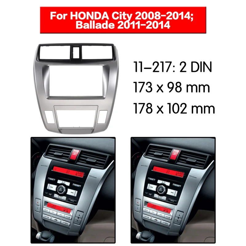 

2 Din Car Fascia Panel Refitting Trim kit DVD Player Frame for Honda City Ballade Auto AC 2008-2012 car radio frame