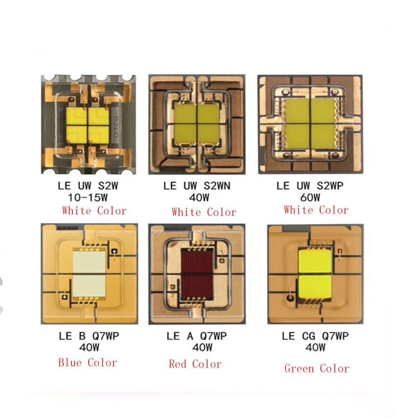 1PCS  SMD LED LE UW S2W S2WN S2WP Q7WP 15W/40W/60W White/Blue/Red/Green Color High Power For Stage Lights