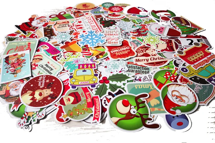 100 stks/set Vrolijk Kerstfeest Stickers Straat Doodle Sticker Set voor Kerstdag Waterdichte PVC Sticker