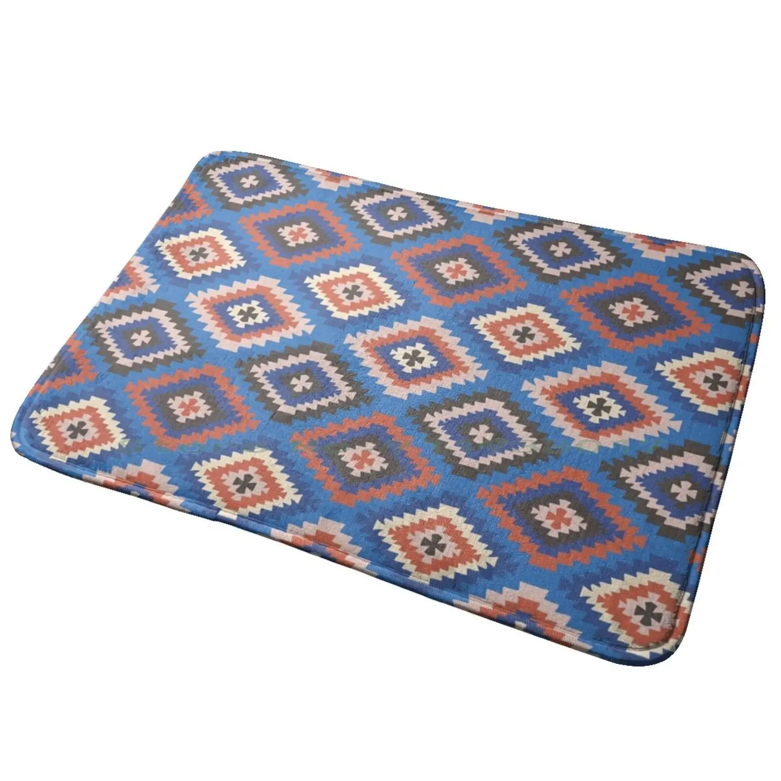 

Kilim Pattern-Kilim Print , Boho , Classic Blue , Earth Toned , Earthy , Muted , Entrance Door Mat Bath Mat Rug Danilo Petrucci