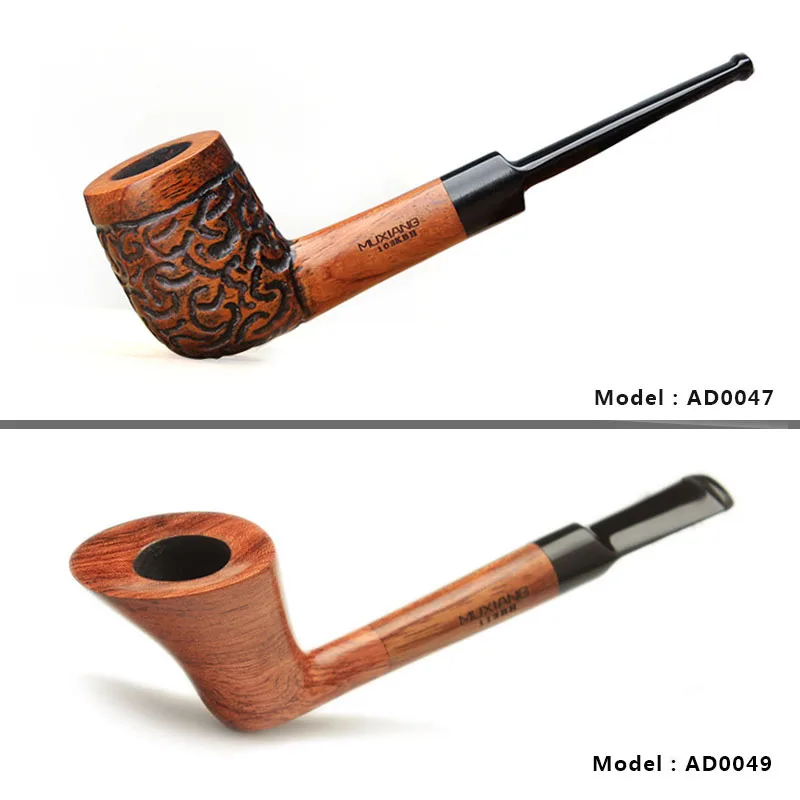 MUXIANG 12 Types Free 10 Pipe Tools Straight kevazingo wood Tobacco Pipe Handmade churchwarden Smoking Pipe China ad0001-ad0050