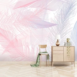 Niestandardowe różowe pióra fotorealistyczna tapeta 3D do sypialni ściany Home Decor nowoczesny kreatywny salon dzieci Mural pokoju Peint papieru